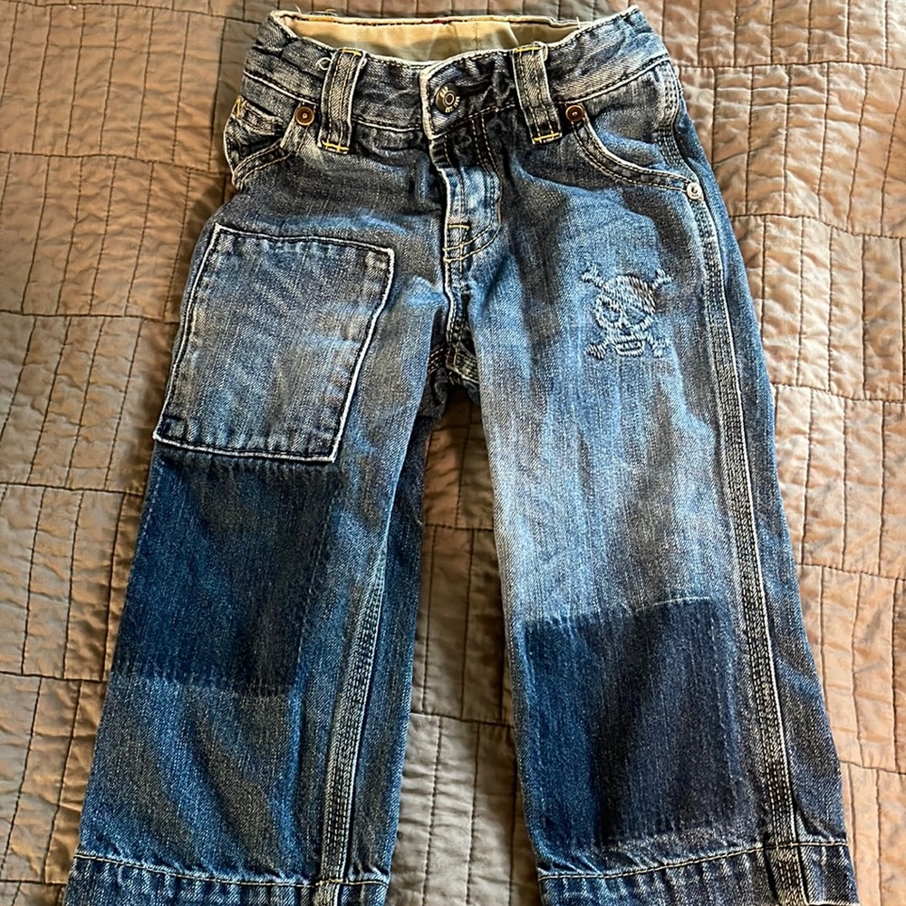 Baby Gap snap close, zipper, adjustable waist.
